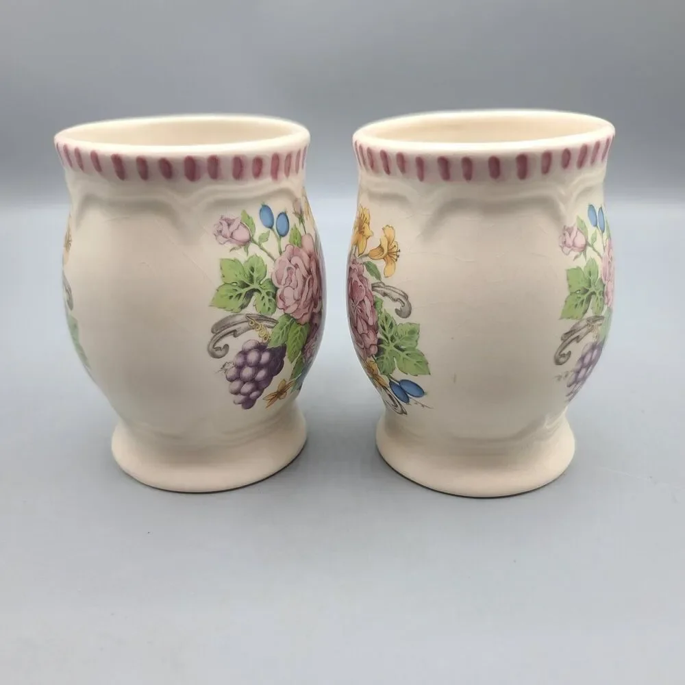 Himark Ceramic Floral Fruit Coffee Tea Mugs Vintage Set Of 2